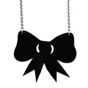 Image of Bow Necklace/Earrings made from a recycled vinyl record.