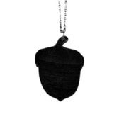 Image of Acorn Necklace/Earrings made from a recycled vinyl record.