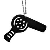 Image of Blowdryer Necklace/Earrings made from a recycled vinyl record.