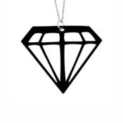Image of Diamond Necklace/Earrings made from a recycled vinyl record.