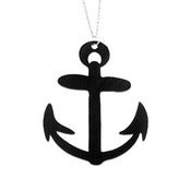 Image of Anchor Necklace/Earrings made from a recycled vinyl record.