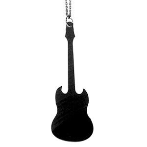 Image of "SG" Guitar Necklace/Earrings made from a recycled vinyl record.