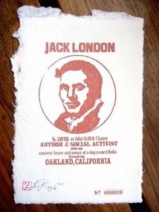 Image of Jack London (red on white paper)