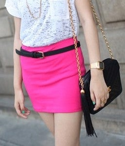 Image of Bright Hot Pink body con Skirst