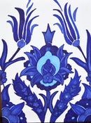 Image of Blue Turkish tile design ink painting