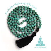 Image of YogaBe Gemstone Mala Necklace - Blue Howlite & Black Quartz
