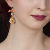 Image of Baroque Swarovski Crystal Peach Bow & Pearl Earrings