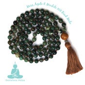 Image of YogaBe Gemstone Mala Necklace - Moss Agate & Moukite