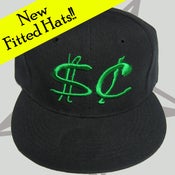 Image of Black Fitted Hat w/Green 3D Logo
