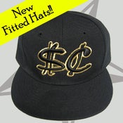 Image of Black Fitted Hat w/ Gold 3D Logo