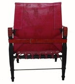 Image of Red Leather Campaign Chair
