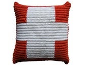 Image of Hand Knit Cushion 40 x 40cm - terracotta cross