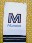 Image of Blue Double Letter Embroidered Burp Cloth
