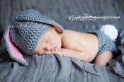 Image of Floppy Ear Bunny Rabbit Hat & Diaper Cover Newborn Photo Prop