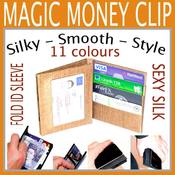 Image of 1 Fold & 3 Fold Magic Money Clip Silk Wallet - 4 cards, 1 ID slot. Bank notes.