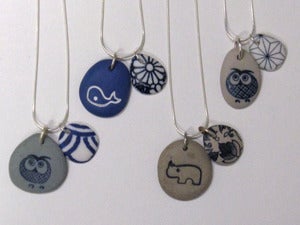 Image of Double porcelain pendant necklace