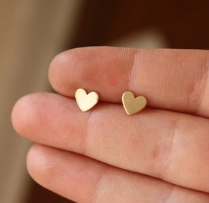 Image of Tiny Brass Heart Studs