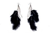 Image of Chained black feather earrings