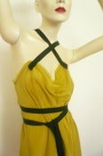 Image of MARIA SEVERYNA Silk Drape A Line Summer Dress in Mustard Yellow Silk - Available in other colors