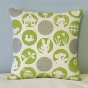 Image of Hand printed cushion cover PIKOLET PARTY - green