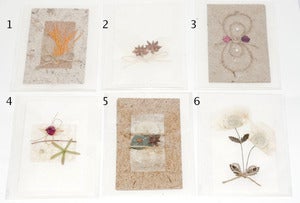 Image of Handmade Mulberry Paper Greetings Cards Flowers & Leaf Designs