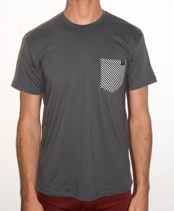 Image of BASIK Tee - Charcoal Tee/ Stripe Pocket
