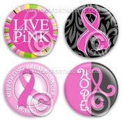 Image of Breast Cancer Awareness Button or Magnet Set 1