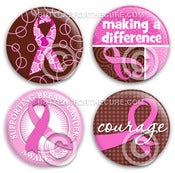 Image of Breast Cancer Awareness Button or Magnet Set 4