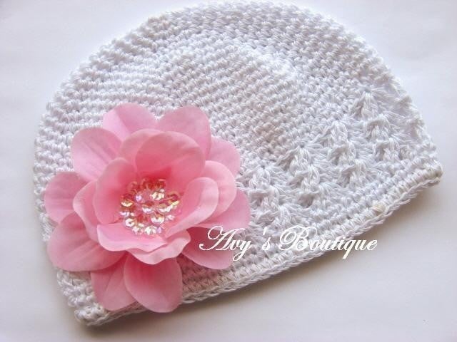 Sunshine Yellow TODDLER Crochet Beanie with White Crochet Flower