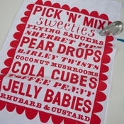 Image of Pick 'n' Mix tea towel - red