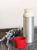 Image of Vintage Silver Ribbed Thermos