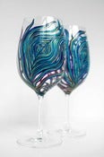 Image of Amethyst and Sapphire Peacock Wine Glasses-Set of 2