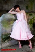 Image of Double Layer Pink Prom Dress