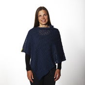 Image of Laceknitted Poncho                               Petrolblue / Black /Blue