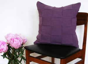 Image of Hand Knit Cushion 50 x 50cm - plum weave.