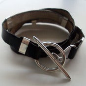 Image of Leather and Silver Wrap Bracelet