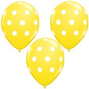 Image of 11" Yellow with White Polka Dot Balloons