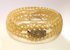 Image of Vintage pearl and resin bangle