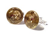 Image of Sterling silver and resin domed vintage clock part cufflinks