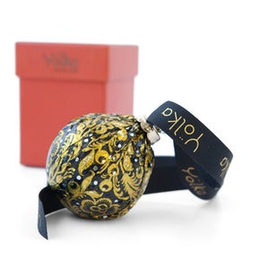 Image of Single Black Foil Ornament <br>in a Red Gift Box