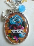 Image of ♥ tattoo style *Sailor Rose* LARGE size charm necklace ~ 