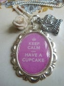 Image of ♥ Keep Calm & Have a Cupcake ♥ MEDIUM size charm necklace ~ LIGHT pink ~ 