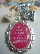 Image of ♥ Keep Calm & Have a Cupcake ♥ MEDIUM size charm necklace ~ DARK pink ~ 