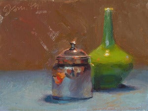 Image of Green Vase, Silver Jar