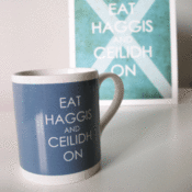 Image of Eat Haggis and Ceilidh On Mug (Blue)
