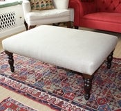 Image of Large Magazine Stool - Ian Mankin Arran Oatmeal Herringbone with Mahogony stained legs