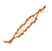 Image of Cowboy Crystal Brown Leather 6 Stone Bracelet