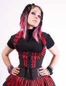 Image of Gothic Black + Red Stripe Ruffle Underbust Vest
