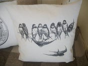 Image of Swallows on a Wire Rustic Cushion Cover