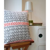 Image of Justine Ellis Knitting Pattern Cushion Cover - coral/grey